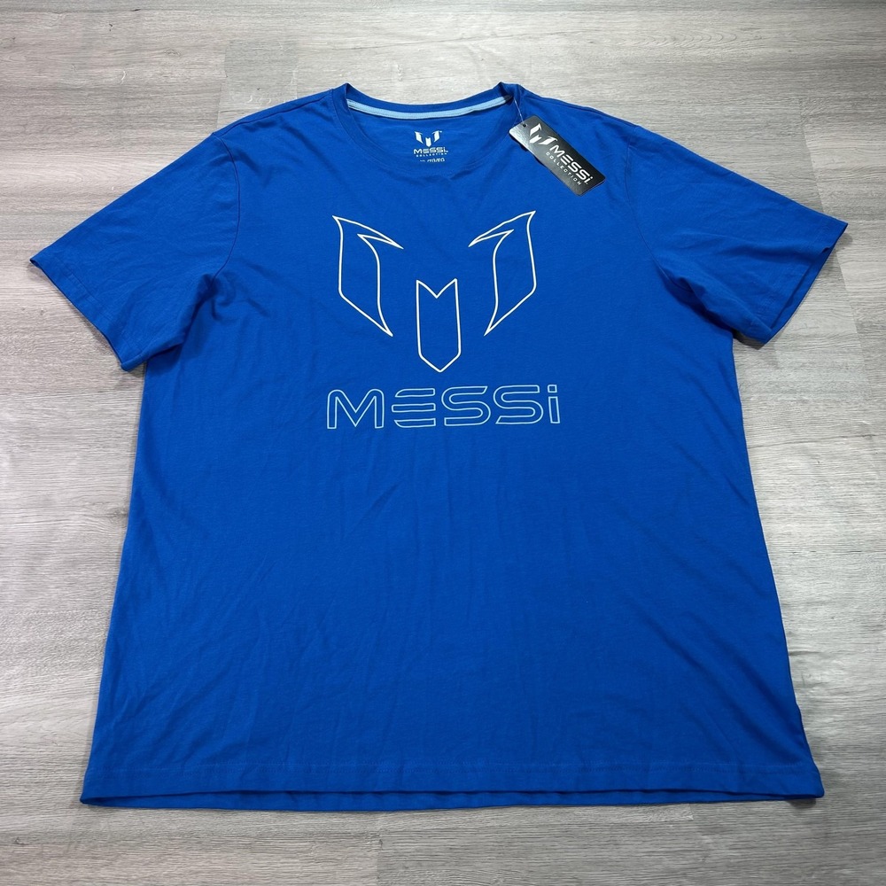 NEW Messi Collection Shirt Mens XL Blue Logo Graphic Cotton Crewneck Tee‎ Soccer